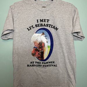 Unisex Lil Sabastian Parks and Recreation Short Sleeve Tee Shirt Gray Medium